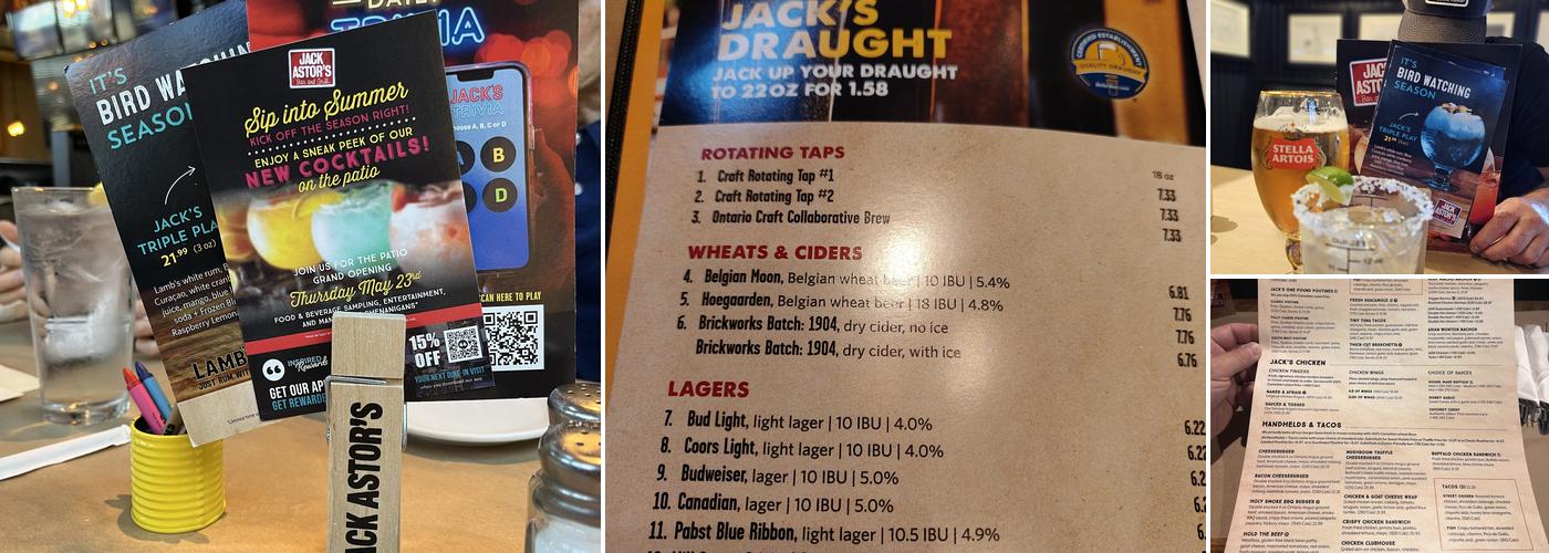 Jack Astor's Bar & Grill St Catharines Menu