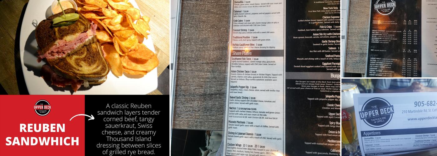 The Upper Deck TapHouse + Grill Menu