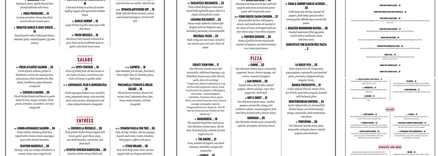 Cafe Amore Menu