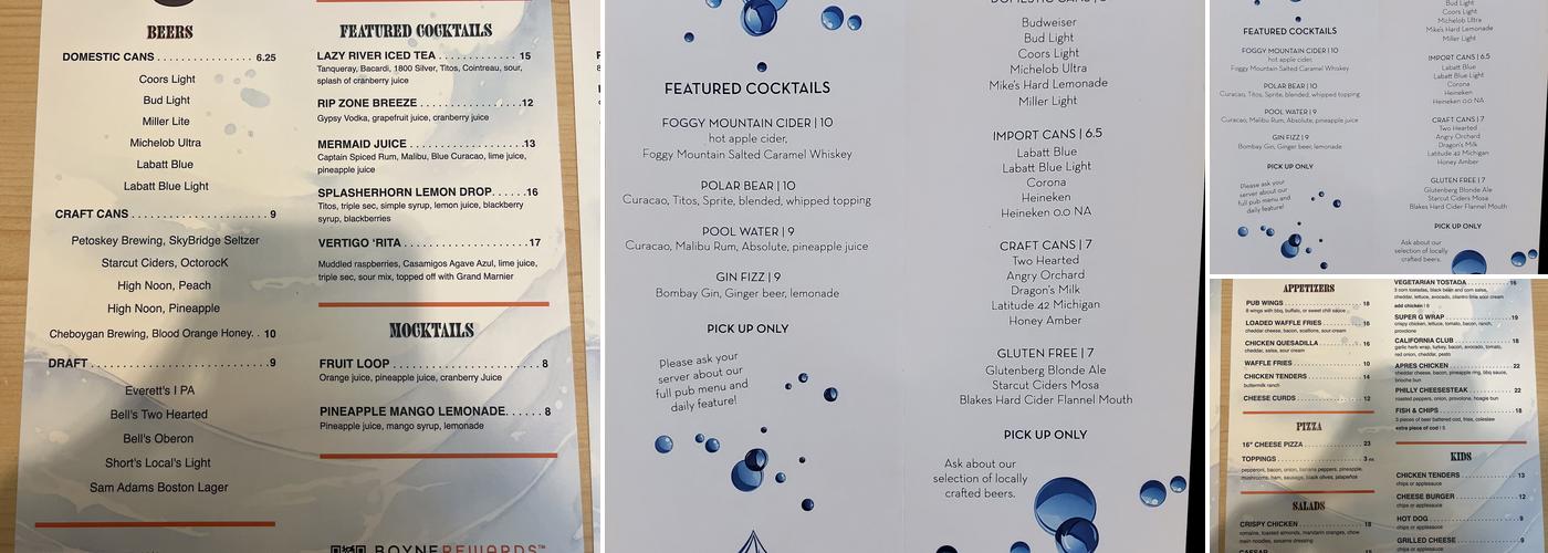 Après Ski Pub Menu