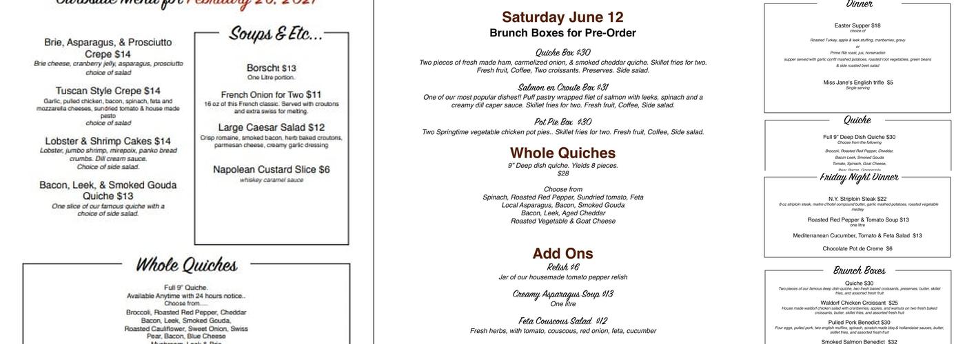 Sweets Cafe & Bistro Menu