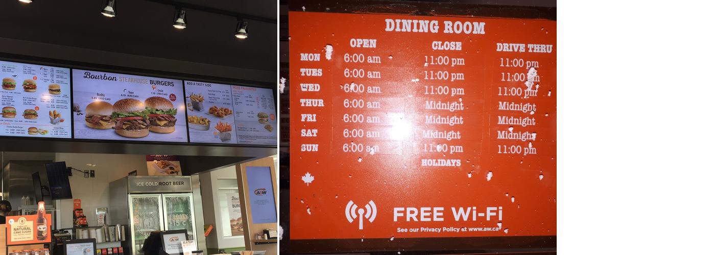 A&W Canada Menu
