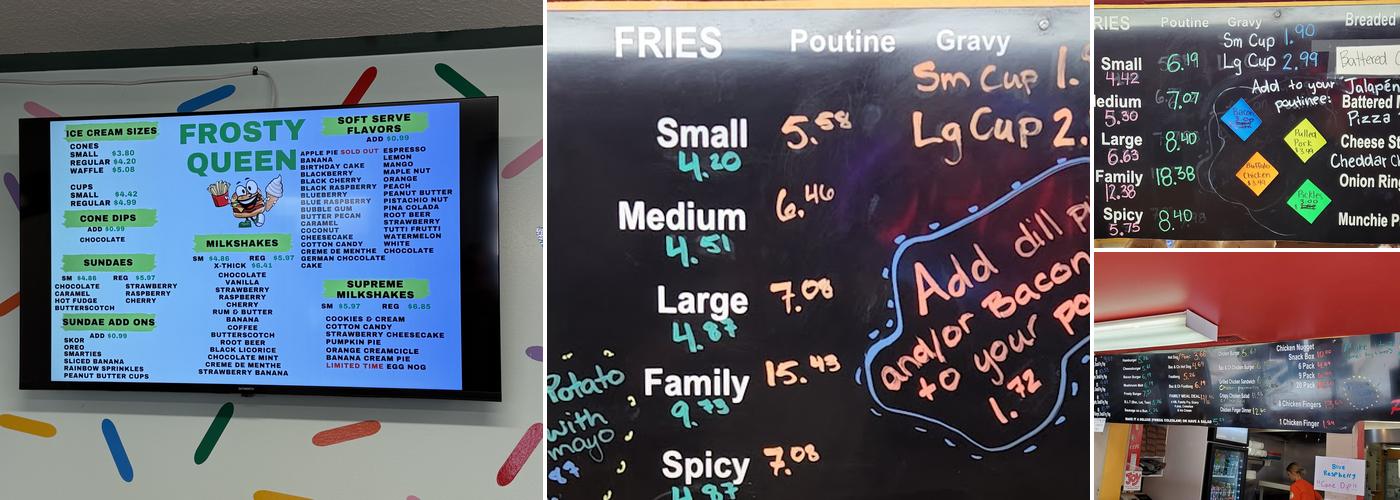 Frosty Queen Ltd Menu
