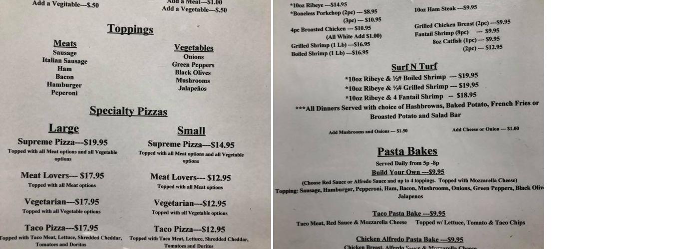 Corner Stop Bar and Grill Menu