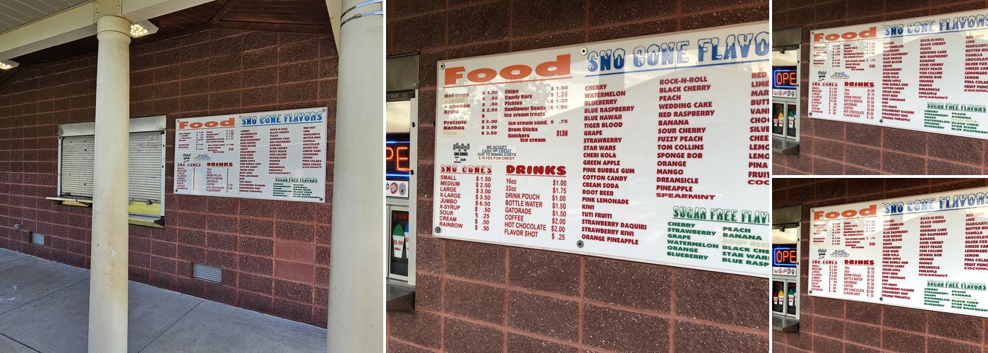Cup Of Sno Deer Creek Concessions Menu