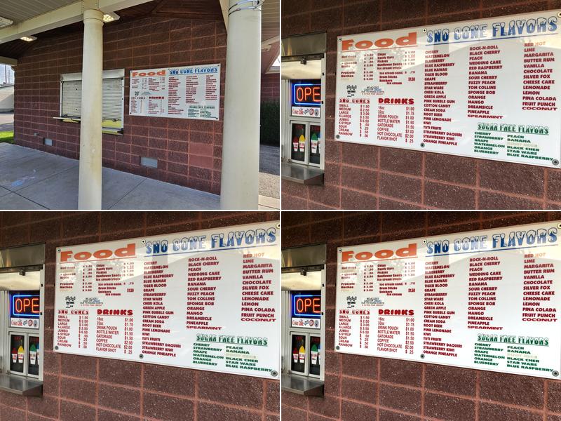 Cup Of Sno Deer Creek Concessions Menu