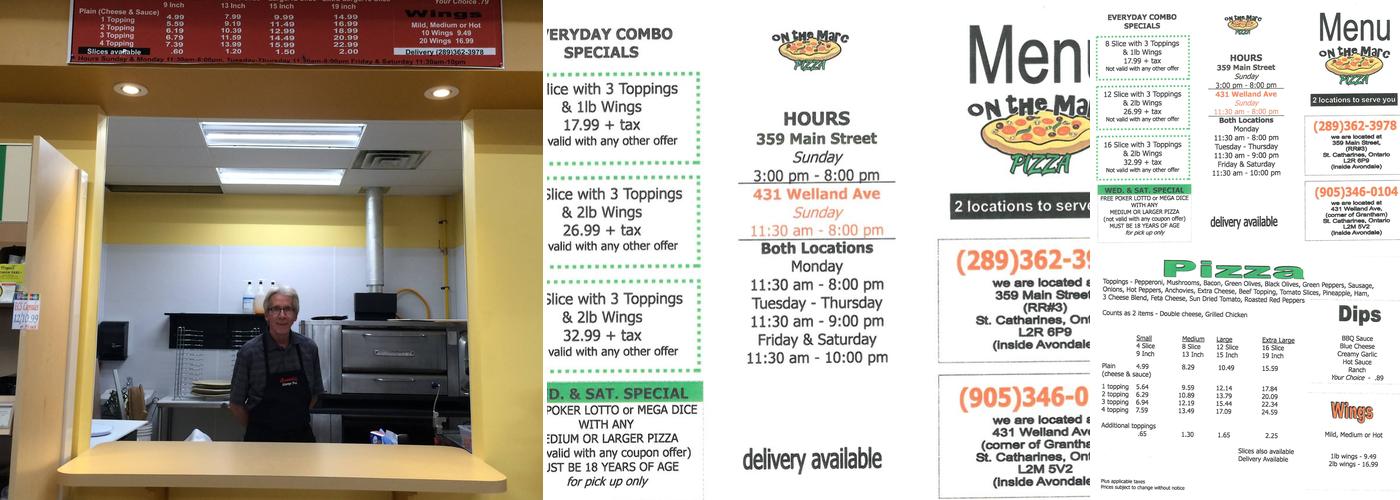 On The Marc Pizza Menu