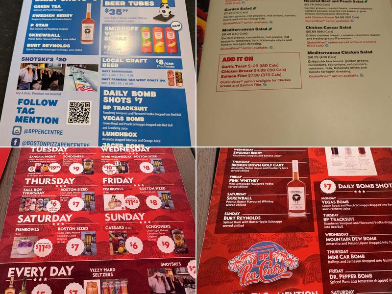 Boston Pizza Menu