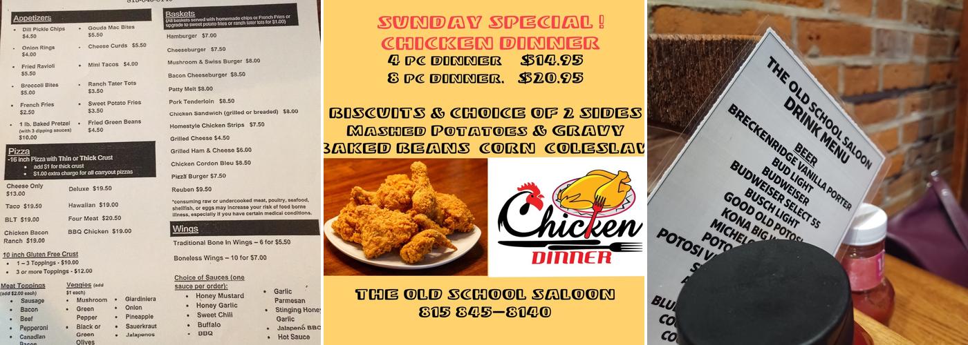 The Old School Saloon Menu