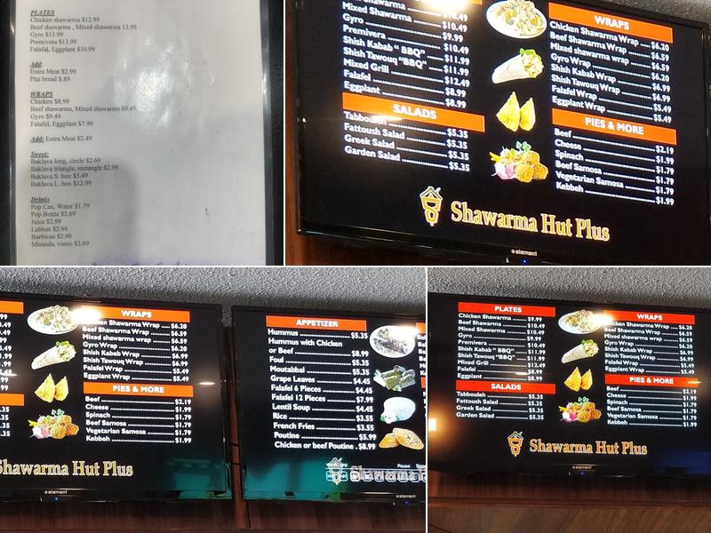 Shawarma Hut Plus Menu