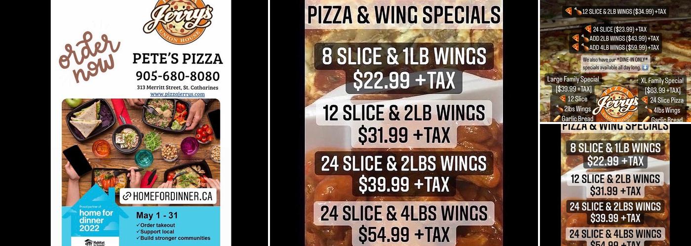 Pizzajerrys/Pete's Pizza Menu