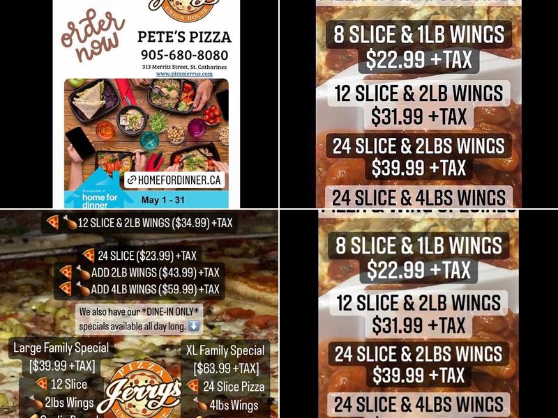 Pizzajerrys/Pete's Pizza Menu