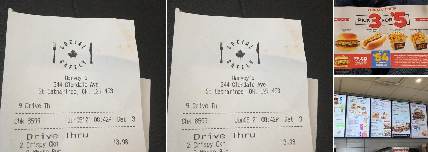 Harvey's Menu