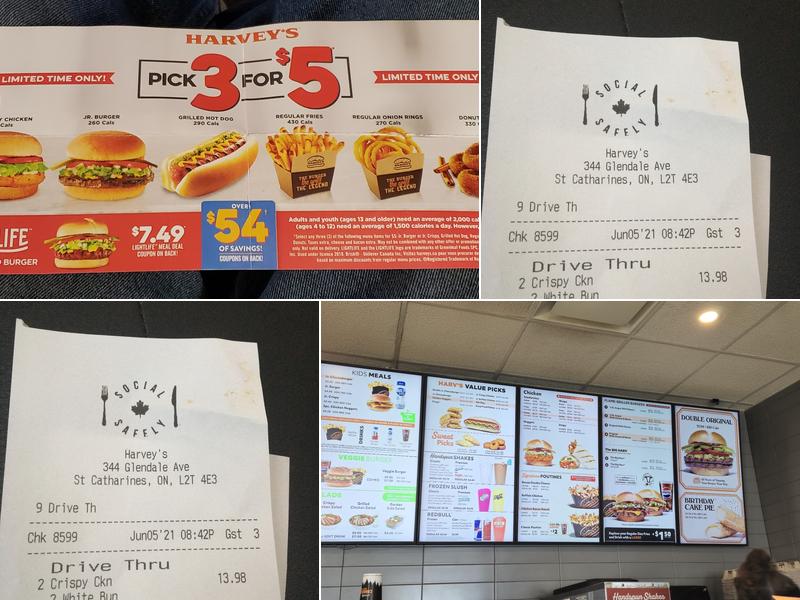 Harvey's Menu