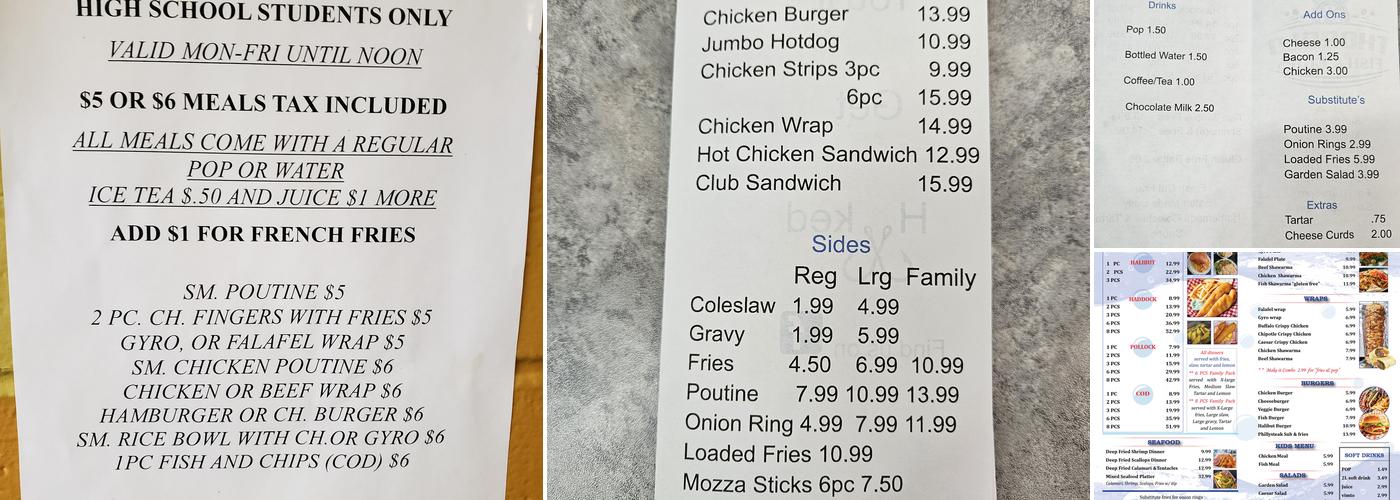 Thorold Fish & Chips Menu