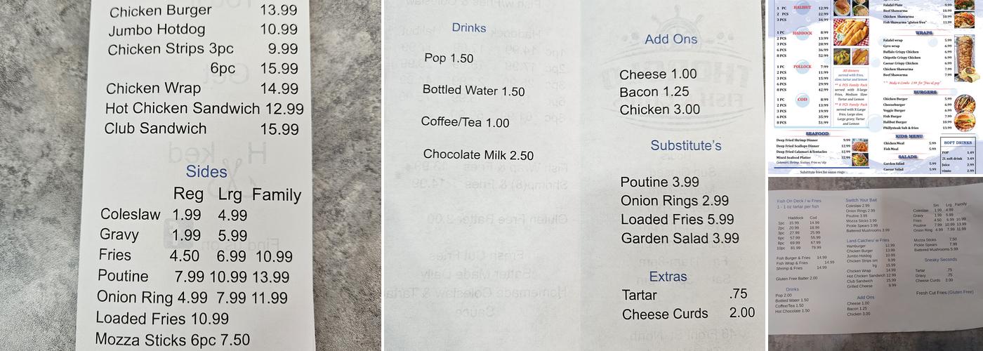 Thorold Fish & Chips Menu
