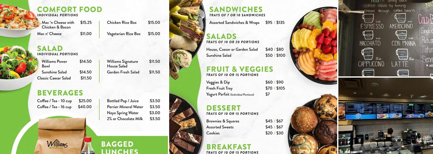 Williams Fresh Cafe Menu