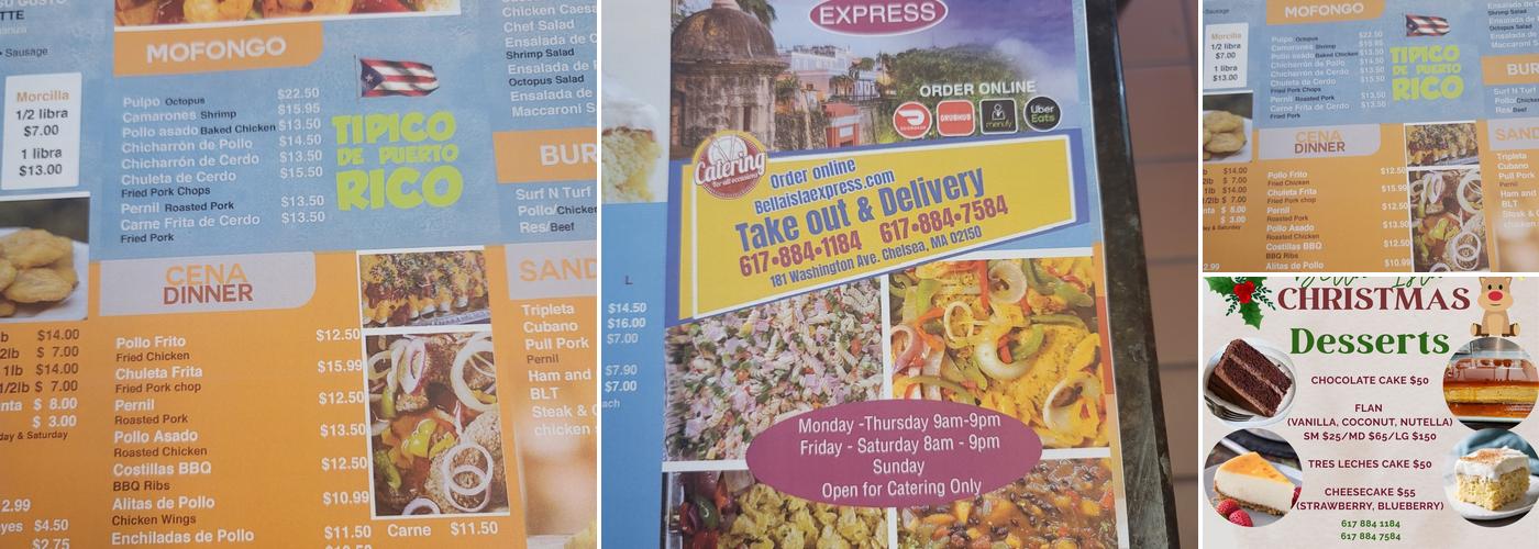Bella Isla Express Menu