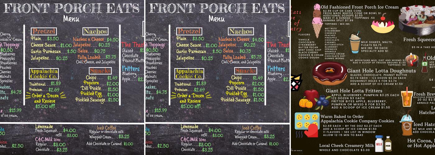 Front Porch Eats Menu