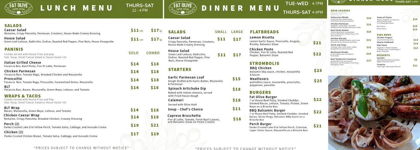 Fat Olive Menu