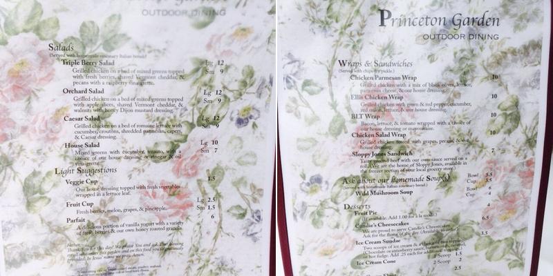Princeton Gardens Menu