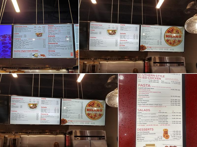 Milano Pizzeria Menu