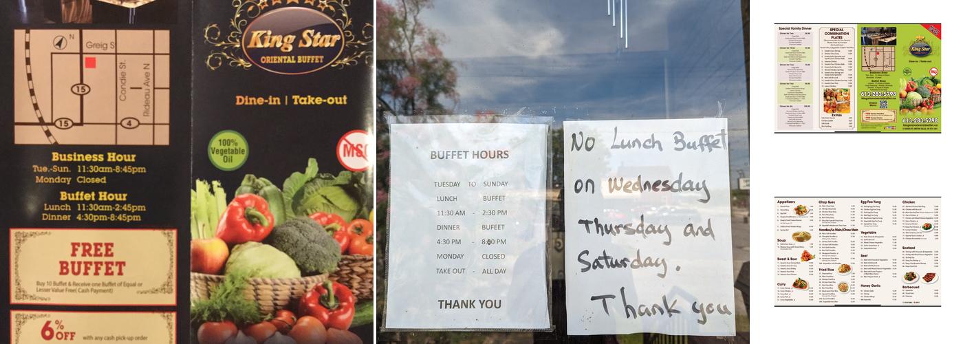 King Star Oriental Buffet Menu