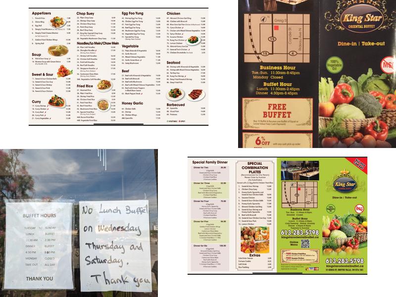 King Star Oriental Buffet Menu