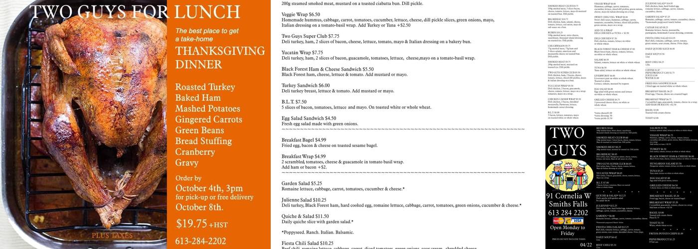 Two Guys For Lunch Menu