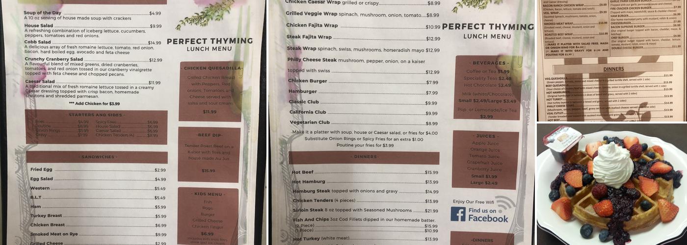 Perfect Thyming Restaurant Menu