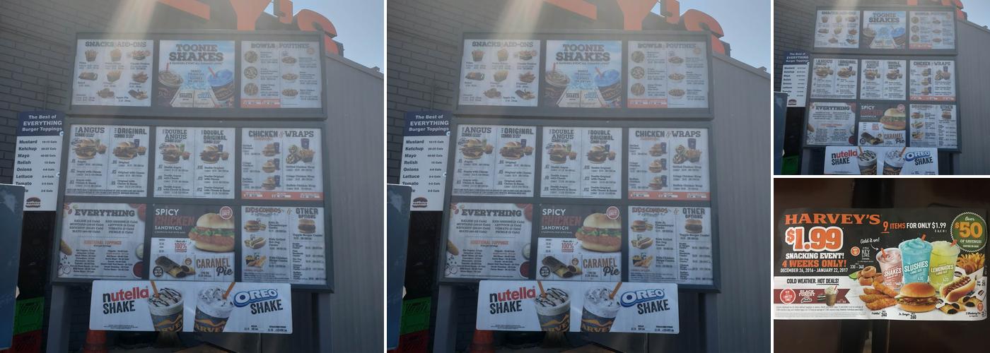 Harvey's Menu