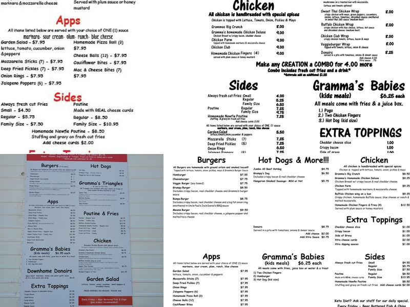 Grumpy Gramma's Menu