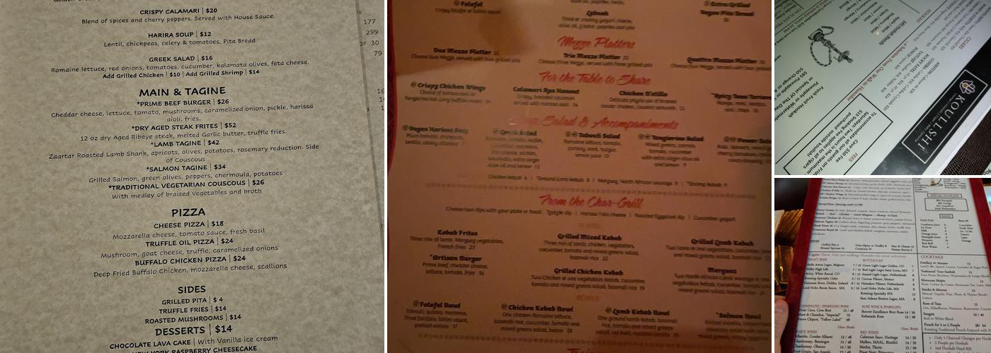 Tangierino Restaurant Menu