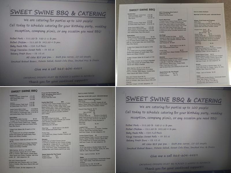 Sweet swine bbq and catering Menu