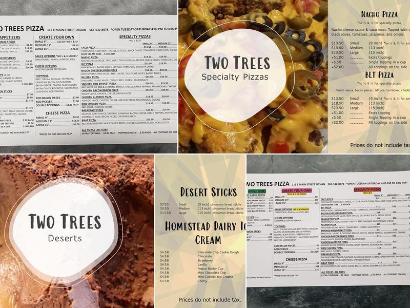 Two Trees Pizza Menu