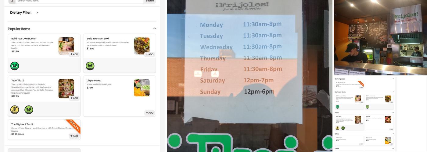 Frijoles Menu