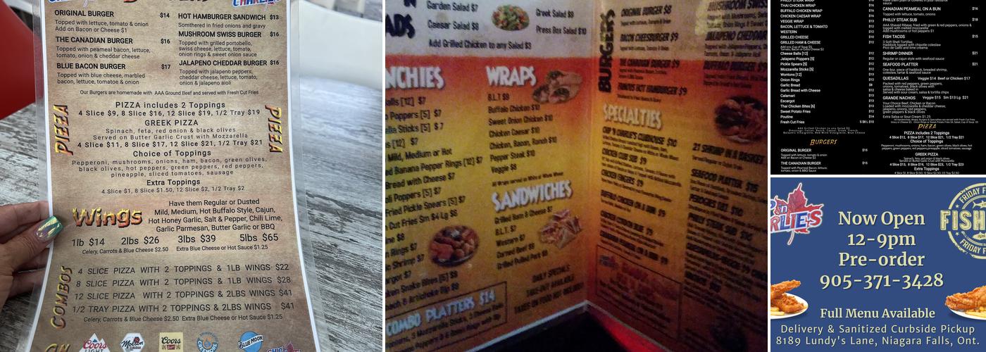 Chip n Charlie's Eatery & Bar Menu