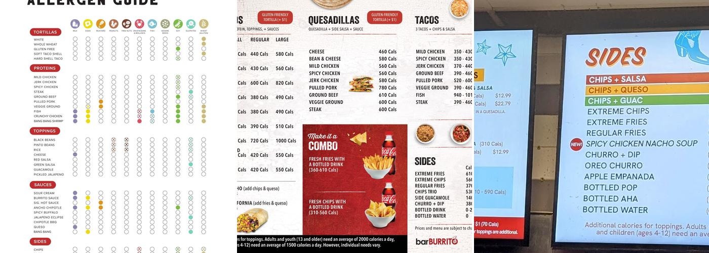 barBURRITO Menu