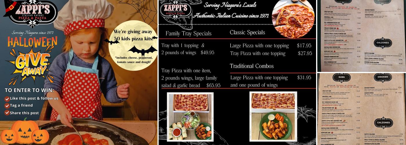 Zappi's Pizza & Pasta Menu