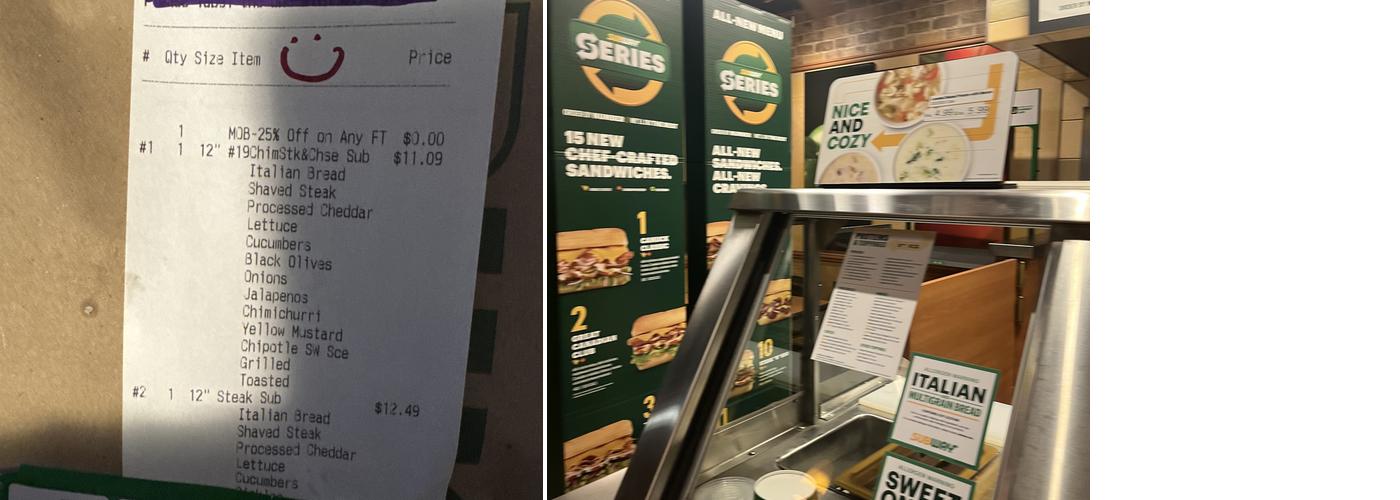 Subway Menu