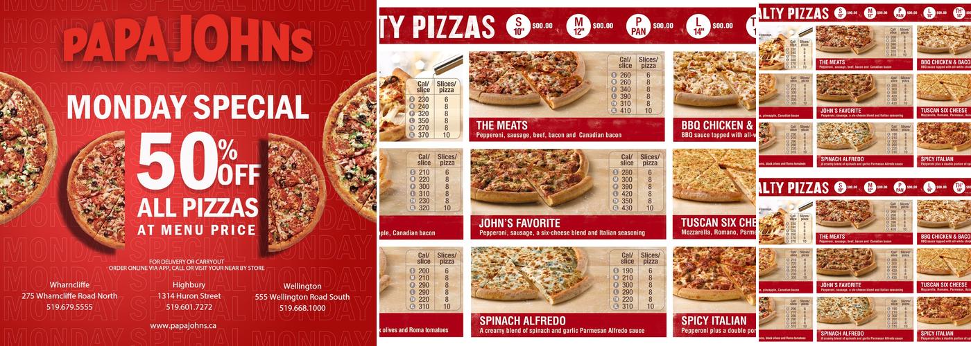 Papa Johns Pizza Menu