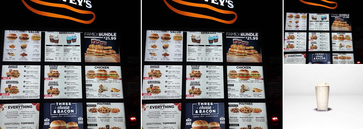 Harvey's Menu