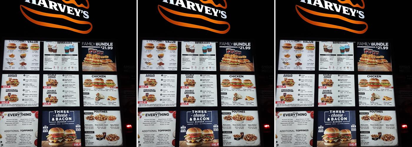 Harvey's Menu