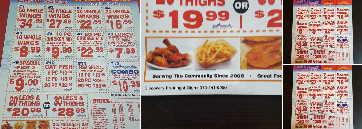 Nu Wayz Fish & Chicken Menu