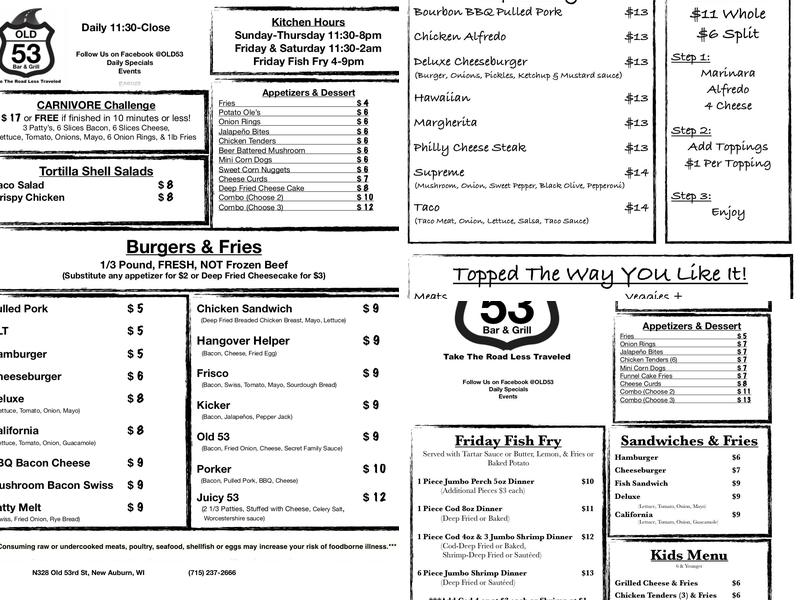Old 53 Bar & Grill Menu