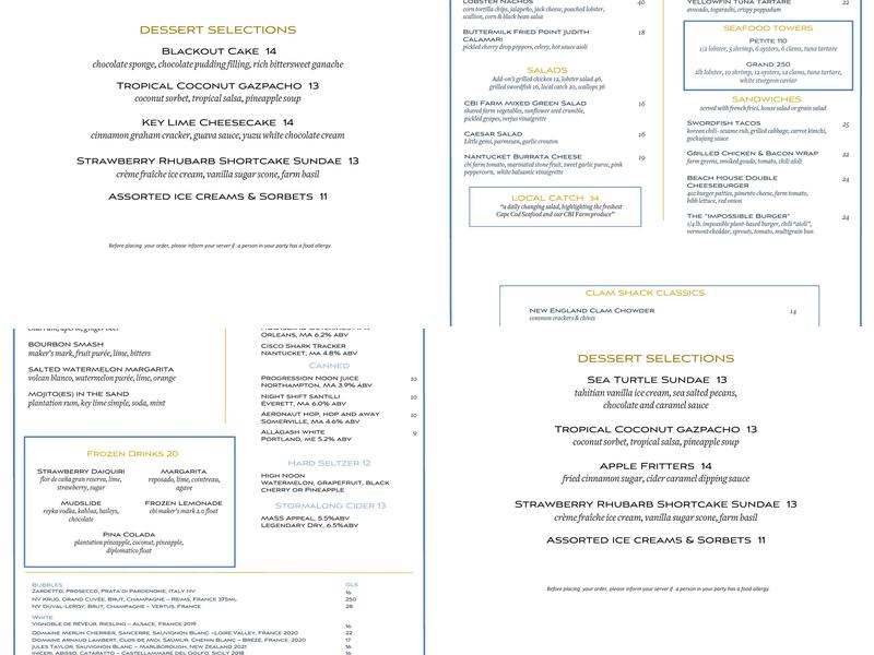 Beach House Grill Menu