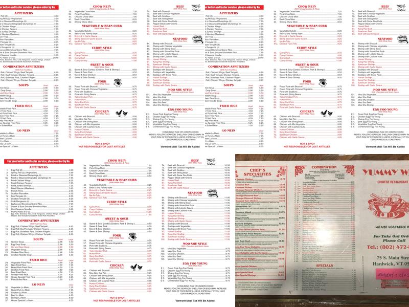Yummy Wok Menu
