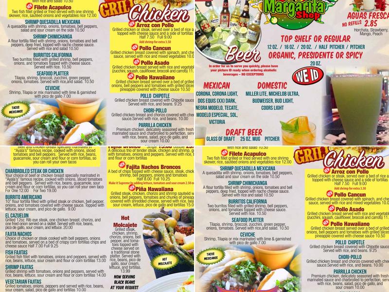 Ayala’s Grill Springcity. TN Menu