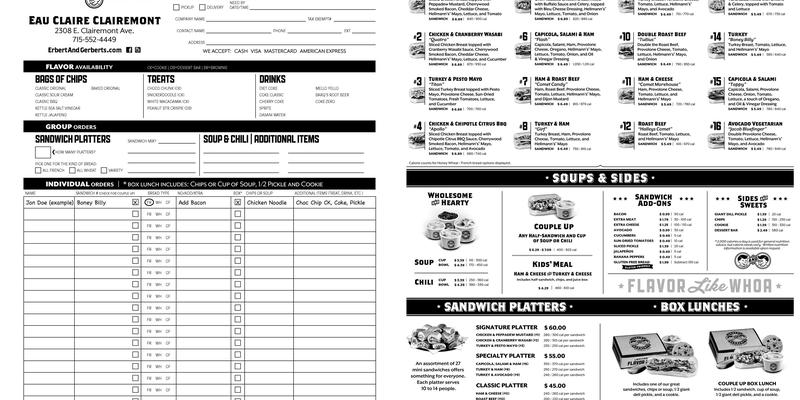 Erbert and Gerberts Menu