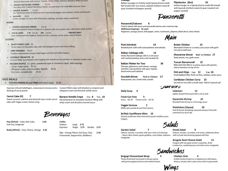 Beach House Restaurant Menu